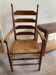 Ladder/slat Back Captain Chair W/rush Seat