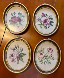 Four Vintage Needlepoint Pictures