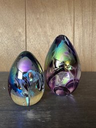 Pair Of Two Art Glass Paperweights
