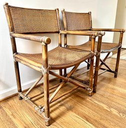 Two Mcguire Ratan Cane Side Chairs