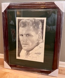Howie Long Pencil Drawn Art Signed By Howie And Michael Reagan