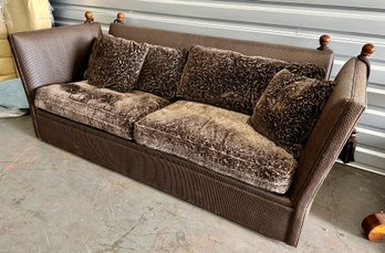 Baker Brown Woven Leather Sofa