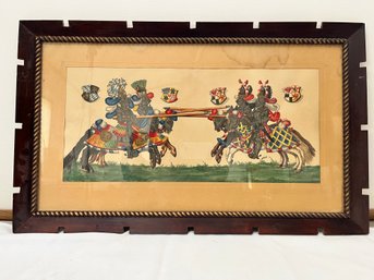 Framed Bavarian Jousting Print Possibly From The 1880s.