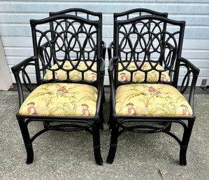 Hollywood Regency Style Set Of 4 Black Chairs