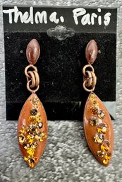 Thelma Paris Post Dangle Brown Earrings