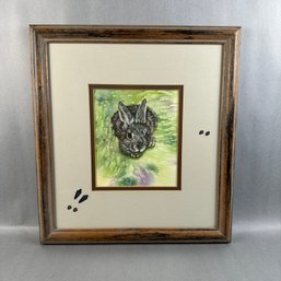 Susan LeBow - 1991 - Original Watercolor Of Rabbit, In Hiding
