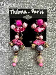 Thelma Paris Pink Dangle Earrings