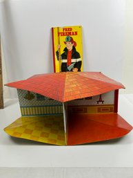 Vintage Fold-a-magic Doll House And Fred The Fireman Book.