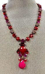 Thelma Paris Pink And Red Stone Necklace