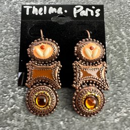 Thelma Paris Copper Tone Dangle Earrings