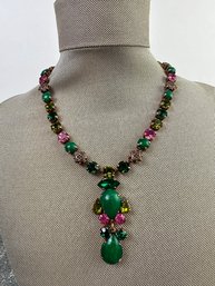 Thelma Paris Green And Pink Necklace