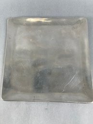 7 Square Pewter Plate Marked  S F.