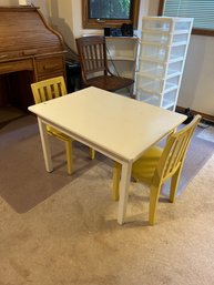 Kids Craft Table And Two Yellow Chairs