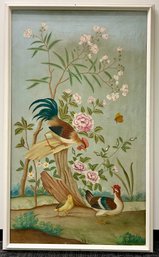 Very Large Vintage Rooster Original Oil Painting