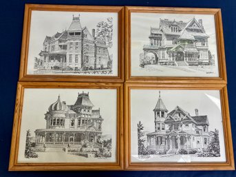 4 Framed Prints Of Houses By Michael Ward