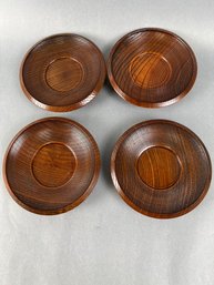 5 Small Wooden Round Plates : 1 Not Pictured.