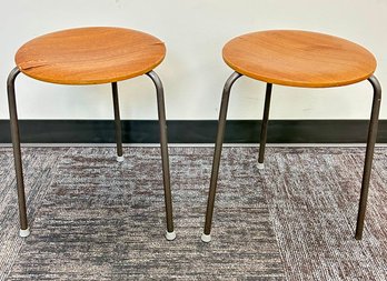 Arne Jacobsen Teak Dot Stools Set Of Two