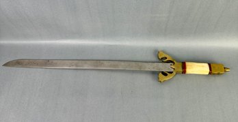 Heavy Metal Sword With White Resin Handle