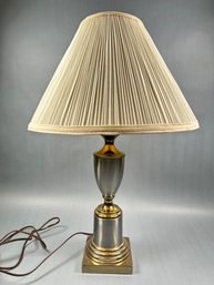 Vintage 1980s Brushed Silver And Brass Lamp