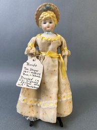 Blond Porcelain Reproduction Doll From The 50s.