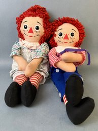 Circa 1970 Knickerbocker Toy Company Raggedy Ann And Andy Dolls.