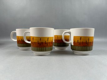 Set Of 4 Vintage Casual Ceram Galaxy Mugs