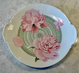 Hermes Limoges Handle Peonies  Porcelain Serving Plate