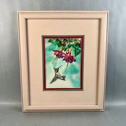 Susan LeBow - Original Watercolor Of Hummingbird Feeding