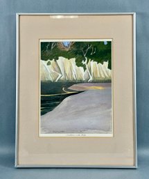 Louis Slater Watercolor Sandbars And Cliffs
