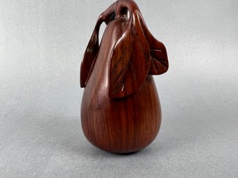 Pear Shaped Wooden Container.