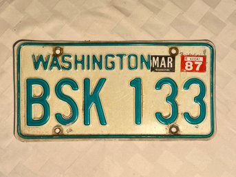Vintage Green & White WA State License Plate