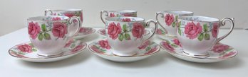 Set Of 6 Footed Demitasse Cups & Saucers, Lady Alexander Rose Imported From England.