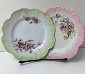 Vintage Floral Pink And Green Appetizer Plates