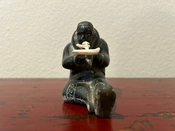 Carved Soapstone Eskimo Inuit Figure