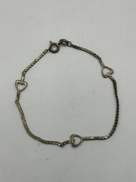 Sterling Chain Bracelet With Hearts- Made In Italy