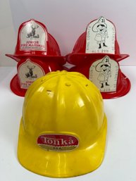 Tonka Toy Hardhat And Toy 4 Fireman Hats.