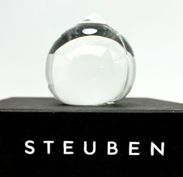 Steuben Art Glass Peach Paperweight Signed