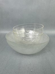 2 Arcoroc Bowls- France And 2 Pressed Glass Bowls