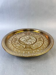 Heavy Ornate Brass Footed Plate.