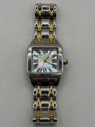 Gold And Silver Tone Wristwatch With Cappa Shell Face