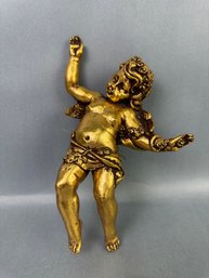 Small Gold Tone Angel - 9 Inches