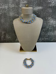 Vintage Trafari Crown Necklace And Bracelet Set