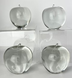 Vintage Wedgewood Clear Glass Apple Paperweights