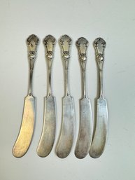 Lot Of 5 Vintage Sterling Butter Knives