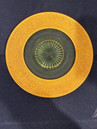 Gold Gilded Green Depression Plate