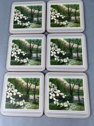 Set Of 6 Pimpernel Flowered Coasters.