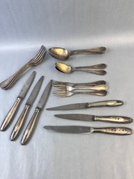 21 Pieces Of Antique Christofle Silver Plate Flatware And One B.B Knife.