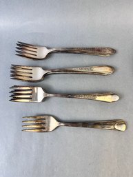 19 Pieces Of Vintage Silver Plate Flatware. Crosby Spoons,rogers And Embassy Forks.