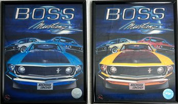 Vintage Boss Mustang Racing Reflections Posters Framed