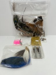 Lot Of Flys And Fly Tying Feathers.